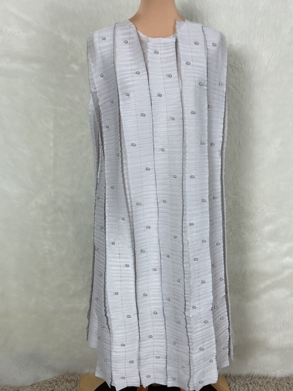 Beulahstyle Light Grey Pleated Pearl Belted Midi Evening Dress PM3009 All OS